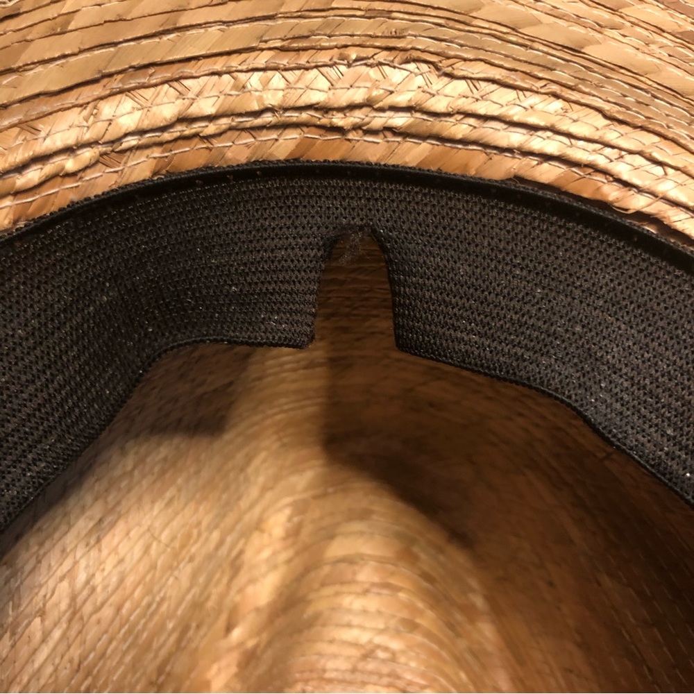 Tula of Austin, TX Straw Fedora w Striped Ribbon Band w Tula Medallion - Picture 11 of 12